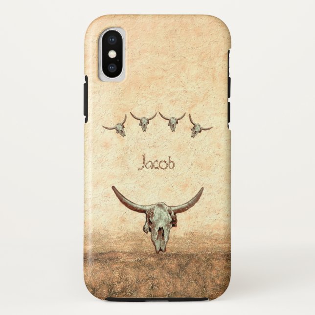 Coques Case-Mate iPhone Crâne de vache Brown Western Pays Style rustique (Dos)
