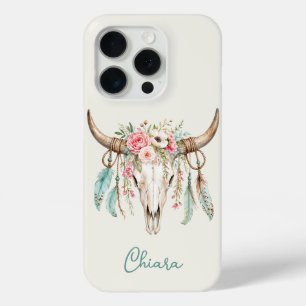 Coque Case-Mate iPhone Crâne de vache floral aquarelle Boho
