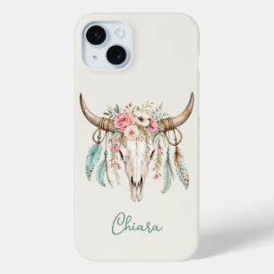Coque Case-Mate iPhone Crâne de vache floral aquarelle Boho