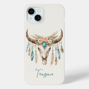 Coque Case-Mate iPhone Crâne de vache floral aquarelle Boho Chic
