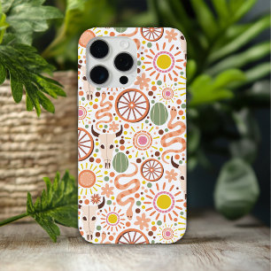 Coque Case-Mate iPhone Crâne de vache occidental moderne Motif de soleil