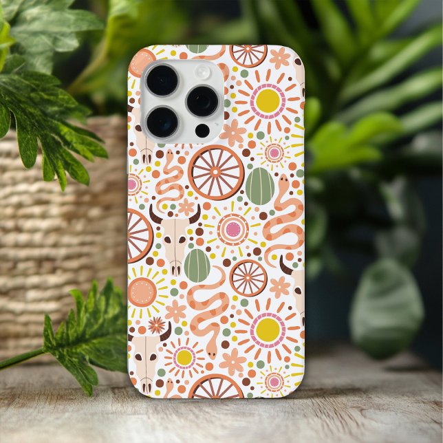 Coques Case-Mate iPhone Crâne de vache occidental moderne Motif de soleil  (Créateur téléchargé)