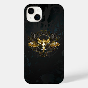 Coque Case-Mate iPhone Crâne d'oiseau doré sur fond noir