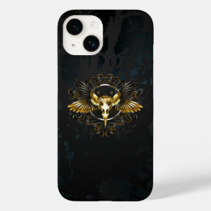 Coque Case-Mate iPhone Crâne d'oiseau doré sur fond noir