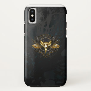Case-Mate iPhone Case Crâne d'oiseaux dorés sur arrière - plan noir