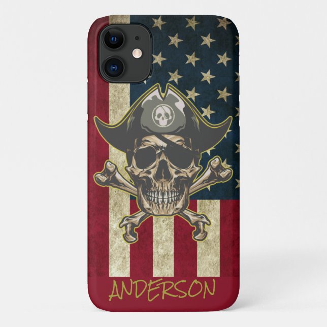 Coques Case-Mate iPhone Crâne d'or américain personnalisé (Dos)
