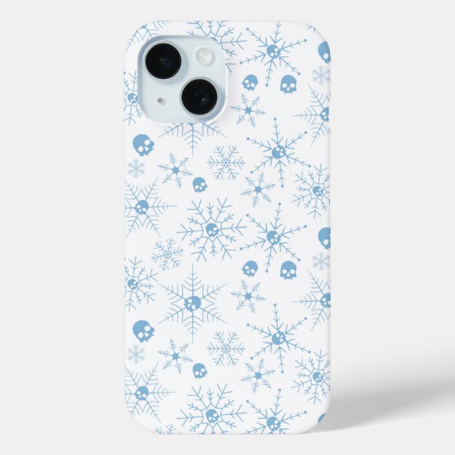 Coques Case-Mate iPhone Crâne effrayant Creepmas Noël Snowflakes blanc (Verso)