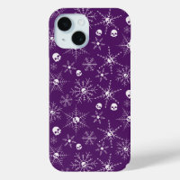 Crâne effrayant Creepmas Noël Snowflakes violet