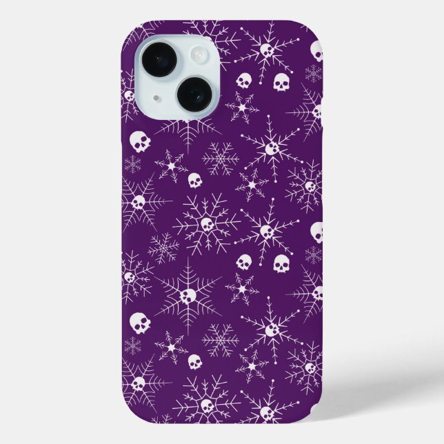 Coques Case-Mate iPhone Crâne effrayant Creepmas Noël Snowflakes violet (Verso)