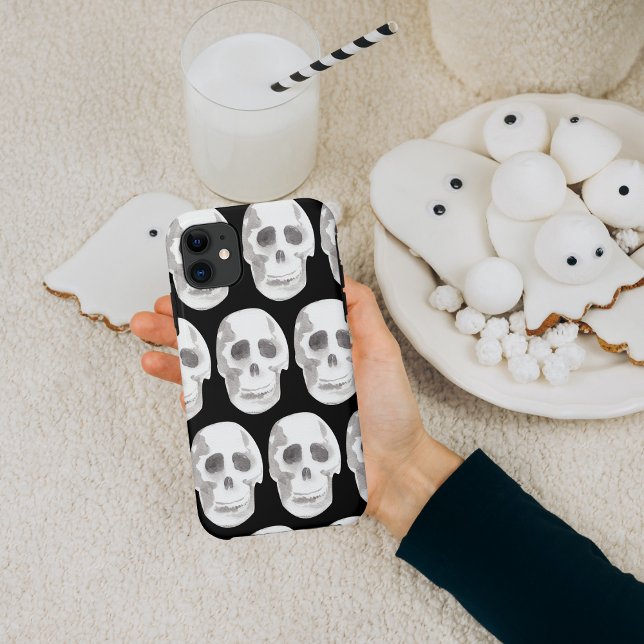 Coques Case-Mate iPhone Crâne effrayant Halloween Noir & Blanc  (Créateur téléchargé)