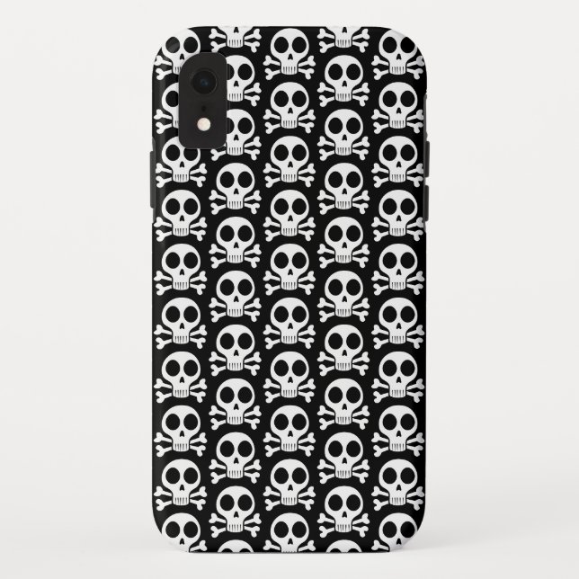 Coques Case-Mate iPhone crâne effrayant sur fond noir (Dos)
