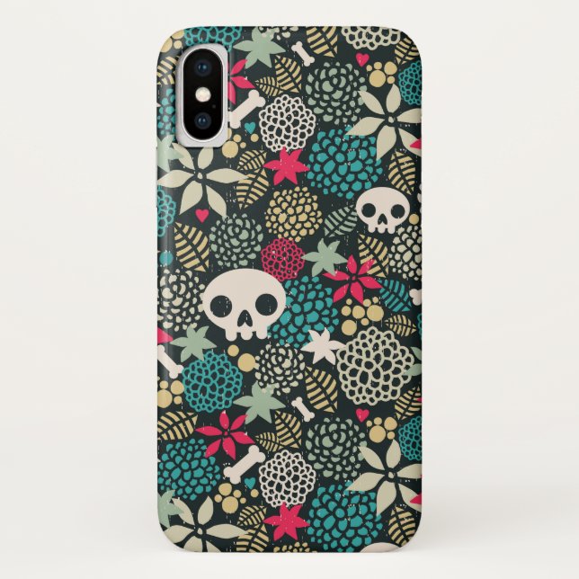 Coques Case-Mate iPhone Crâne en fleurs (Dos)
