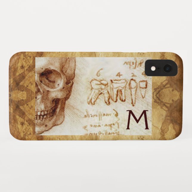 COQUES Case-Mate iPhone CRÂNE ET DENTS, CLINIQUE DENTAIRE, MONOGRAMME DE D (Dos (Horizontal))