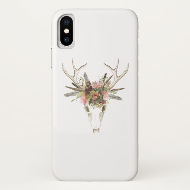 Coques Case-Mate iPhone Crâne et fleurs de cerfs (Dos)