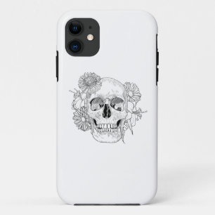 Coque iPhone 11 Crâne et fleurs inspirés