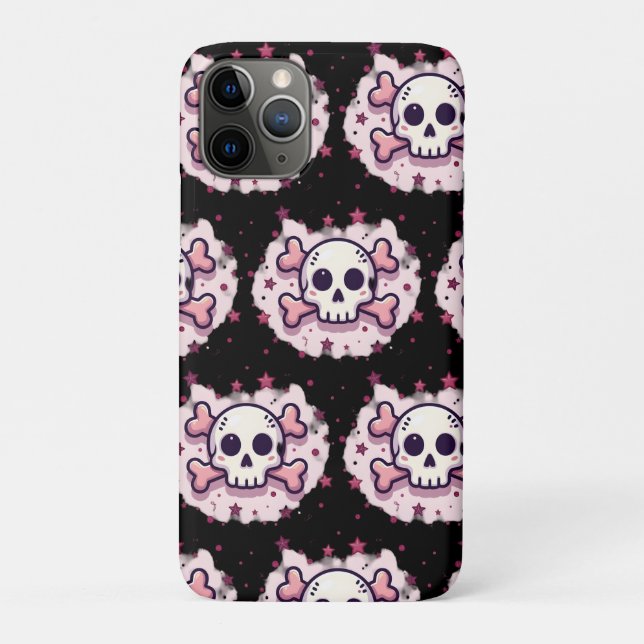 Coques Case-Mate iPhone Crâne et Os en Rose Pastel (Dos)