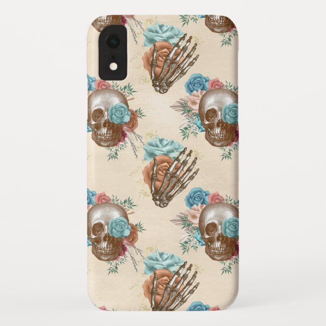 Coques Case-Mate iPhone Crâne et squelette Boho avec Rose (Dos)