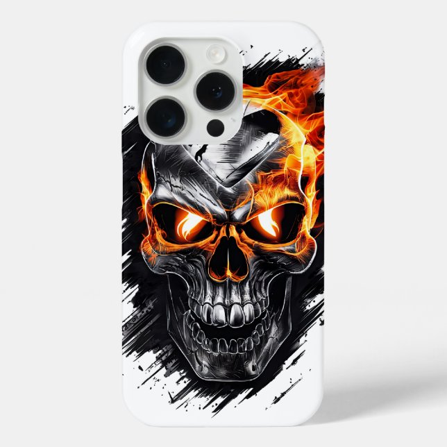 Coques Case-Mate iPhone Crâne flamboyant métallique #1 (Verso)