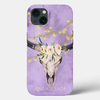 Case-Mate iPhone Case Crâne floral Boho personnalisé et lumières violet