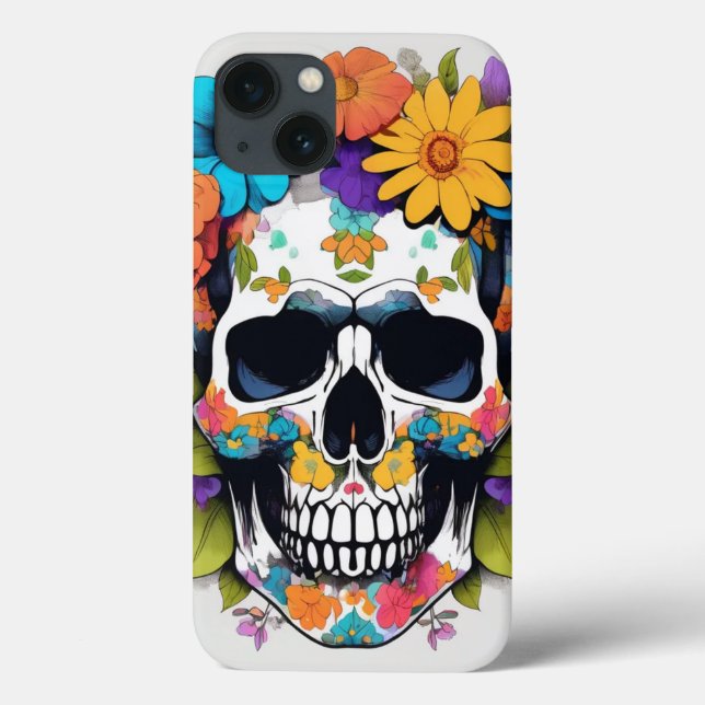 Coques Case-Mate iPhone Crâne floral coloré (Verso)