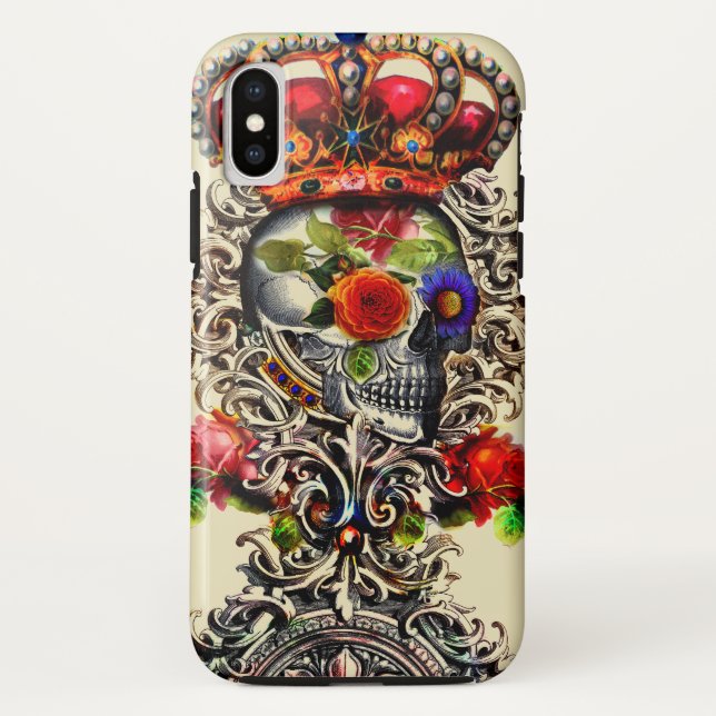 Coques Case-Mate iPhone Crâne floral couronné (Dos)