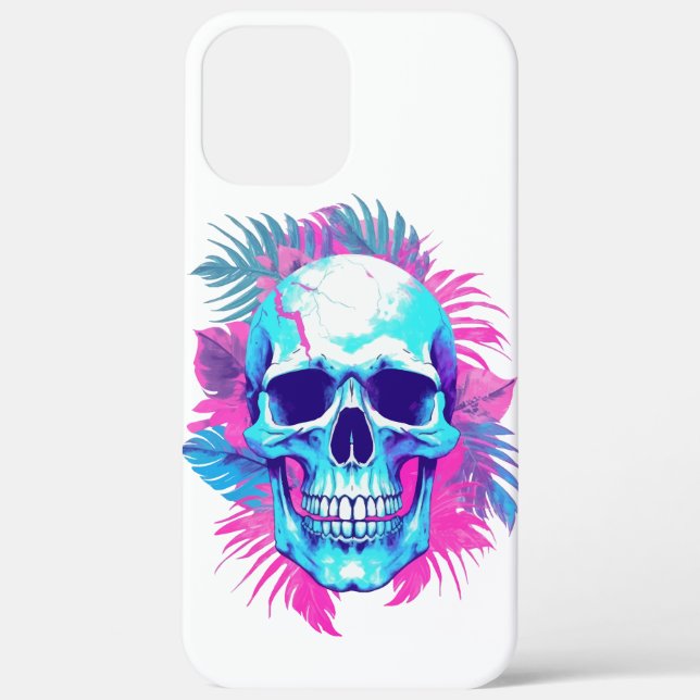 Coques Case-Mate iPhone Crâne floral en style Vaporwave (Verso)