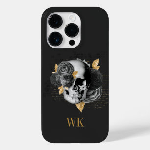 Coque Case-Mate iPhone Crâne floral gothique vintage noir et or