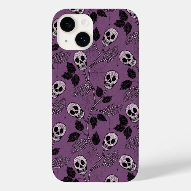 Coques Case-Mate iPhone Crâne Floral Gothique Violet (Verso)