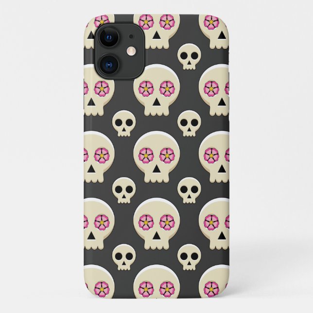 Coques Case-Mate iPhone Crâne goth kawaii mignon effrayant avec motif de f (Dos)