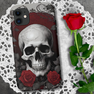 Case-Mate iPhone Case Crâne gothique aux roses rouges