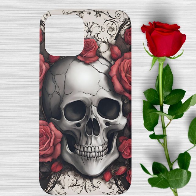 Coques Case-Mate iPhone Crâne gothique aux roses rouges (Créateur téléchargé)
