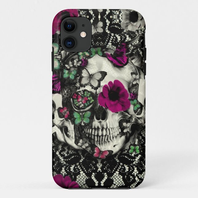 Coques Case-Mate iPhone Crâne gothique victorien de dentelle avec des (Dos)