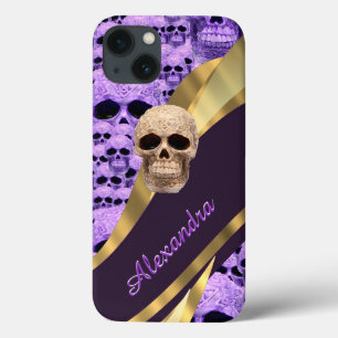 Etui iPhone 13 Crâne gothique violet personnalisé