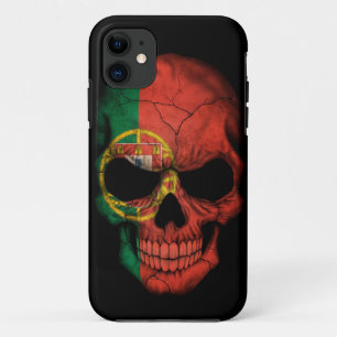 Coque Case-Mate iPhone Crâne portugais de drapeau sur le noir