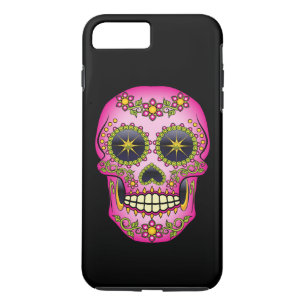 Coque iPhone 7 Plus Crâne sucre Magenta Floral