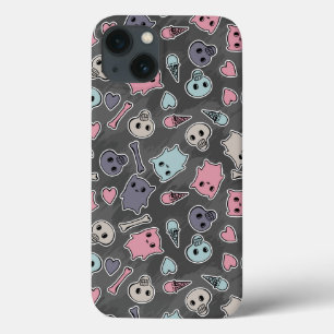 Coque Case-Mate iPhone Crânes, et coeurs sur arrière - plan noir