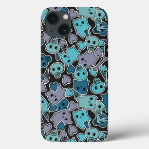 Coque Case-Mate iPhone Crânes, et coeurs sur l'arrière - plan noir 2