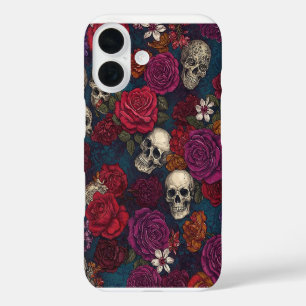 Coque Pour iPhone 16 Crânes et fleurs