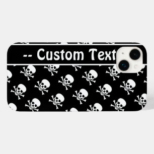 Coque Pour iPhone 14 Plus Crânes noirs et blancs avec texte personnalisé