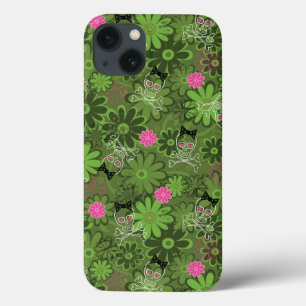 Coques Pour iPhone Crânes punks Girly sur l'arrière - plan de Camo de