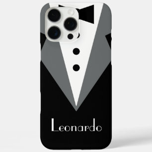 Coque iPhone 16 Pro Max Cravate noire Tuxedo personnalisée