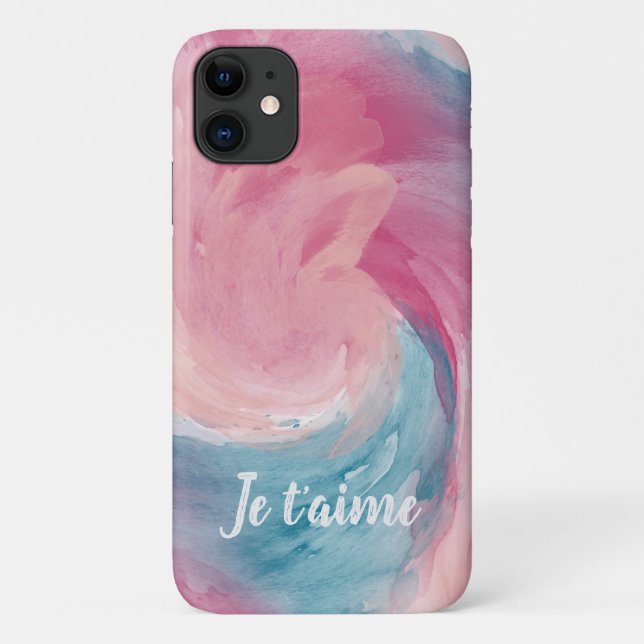 Coques Case-Mate iPhone Cravate-teinture rose et bleu Peinture d'aquarelle (Dos)