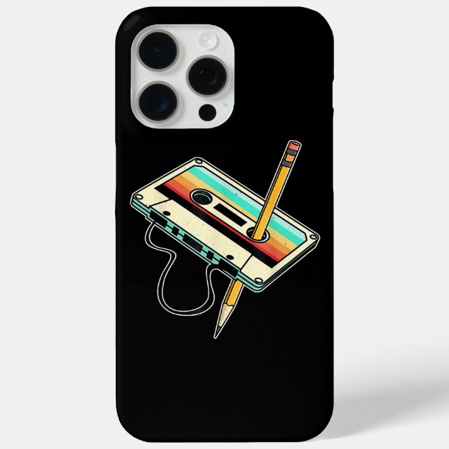 Coques Case-Mate iPhone Crayon de cassette audio des années 80 Jeté rétro  (Verso)