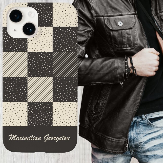 Coques Case-Mate iPhone Crazy Buffalo Check dans la crème et le charbon (Crazy Buffalo Check in Cream and Charcoal Case-Mate iPhone Case by Leapfroglisics Shop)