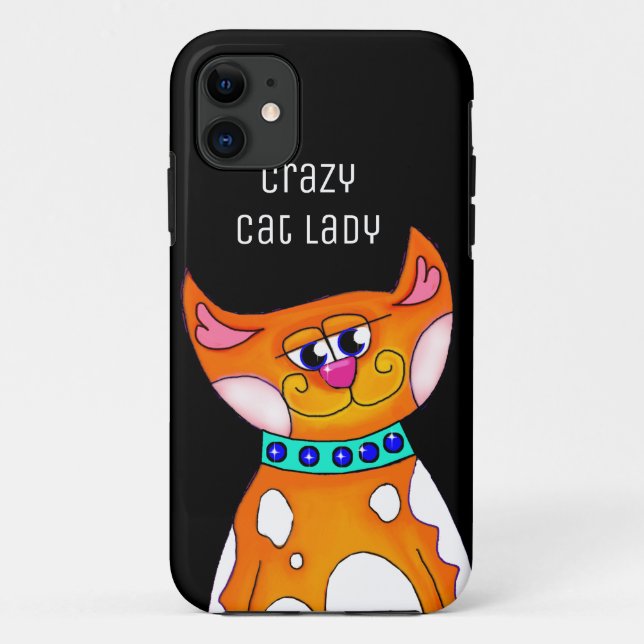 Coques Case-Mate iPhone Crazy Cat Lady Cartoon Cat iPhone 5S Case (Dos)