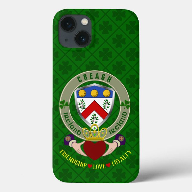 Coques Case-Mate iPhone Creagh Irish Shield & Claddagh Personnalisé (Verso)