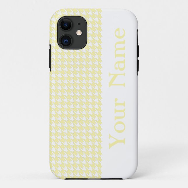 Coques Case-Mate iPhone Cream Modern Houndstooth avec nom (Dos)