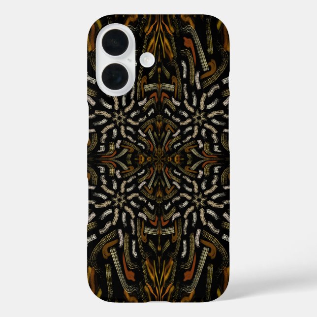 Coques Case-Mate iPhone Creamy Golden Yellows Raked Pattern On Black (Verso)