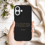 Coque Pour iPhone 16 Create Your Own Quote<br><div class="desc">Create your own quote iPhone case. Features your favorite inspirational quote,  song lyric,  funny saying,  bible verse or custom text in minimalist black and gold typewriter style typography.</div>
