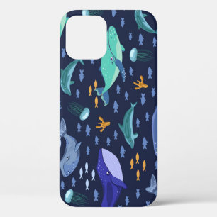 Case-Mate iPhone Case Créatures marines : baleines, méduses motif.